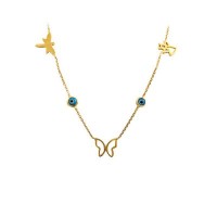 14K Solid Gold Butterfly Necklace