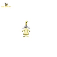 14K Solid Gold Child Charm Pendant