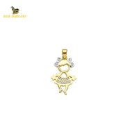 14K Solid Gold Child Charm Pendant