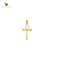 14K Solid Gold Cross Design Charm Pendant