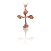 14K Solid Gold Cross Charm Necklace