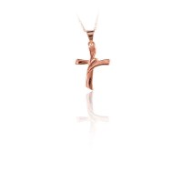 14K Solid Gold Cross Charm Necklace