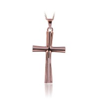 14K Solid Gold Cross Charm Necklace