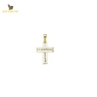 14K Solid Gold Cross Charm Pendant