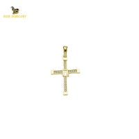 14K Solid Gold Cross Charm Pendant