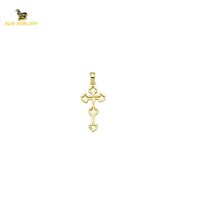 14K Solid Gold Cross Charm Pendant