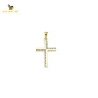 14K Solid Gold Cross Charm Pendant