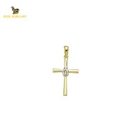 14K Solid Gold Cross Charm Pendant