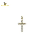 14K Solid Gold Cross Charm Pendant