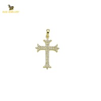 14K Solid Gold Cross Charm Pendant