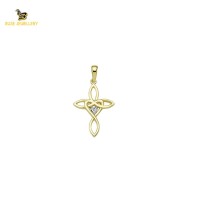 14K Solid Gold Cross Charm Pendant