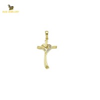 14K Solid Gold Cross Charm Pendant