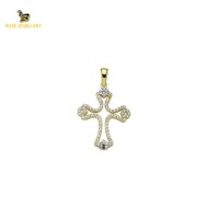 14K Solid Gold Cross Charm Pendant