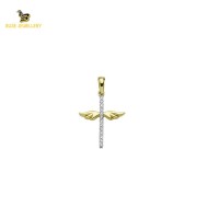 14K Solid Gold Cross Charm Pendant