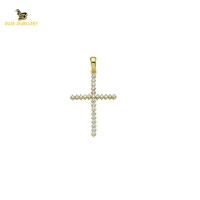 14K Solid Gold Cross Charm Pendant