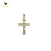 14K Solid Gold Cross Charm Pendant