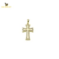 14K Solid Gold Cross Charm Pendant