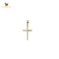 14K Solid Gold Cross Charm Pendant