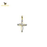 14K Solid Gold Cross Charm Pendant