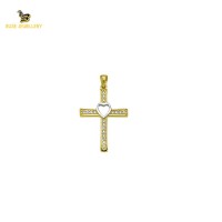 14K Solid Gold Cross Charm Pendant