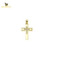 14K Solid Gold Cross Charm Pendant