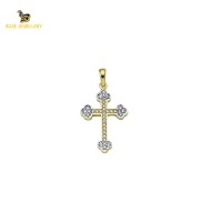 14K Solid Gold Cross Charm Pendant