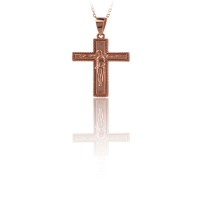 14K Solid Gold Cross Crucifix Charm Necklace