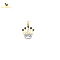 14K Solid Gold Crown Charm Pendant