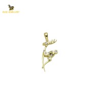 14K Solid Gold Deer Charm Pendant