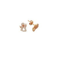 14K Solid Gold Drop Stud Angel Earring