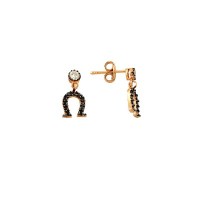 14K Solid Gold Drop Stud Horseshoe Earring