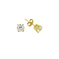 14K Solid Gold Drop Stud Solitaire Earring