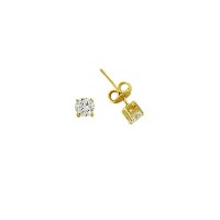 14K Solid Gold Drop Stud Solitaire Earring