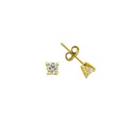 14K Solid Gold Drop Stud Solitaire Earring