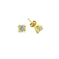 14K Solid Gold Drop Stud Solitaire Earring