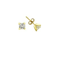 14K Solid Gold Drop Stud Solitaire Earring