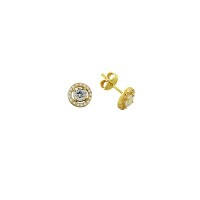 14K Solid Gold Drop Stud Solitaire Earring