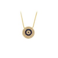 14K Solid Gold Evil Eye Necklace