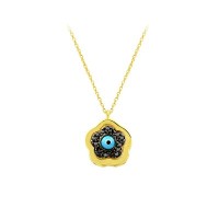 14K Solid Gold Evil Eye Necklace