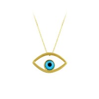 14K Solid Gold Evil Eye Necklace