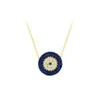 14K Solid Gold Evil Eye Necklace