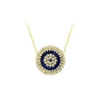 14K Solid Gold Evil Eye Necklace