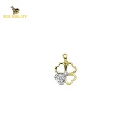 14K Solid Gold Flower Charm Pendant