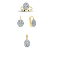 14K Solid Gold Gemstone Cz Design Set