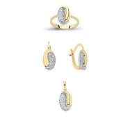 14K Solid Gold Gemstone Cz Design Set