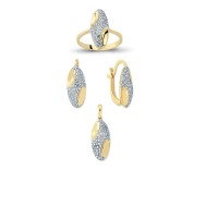 14K Solid Gold Gemstone Cz Design Set