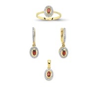 14K Solid Gold Gemstone Cz Design Set