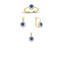 14K Solid Gold Gemstone Cz Design Set