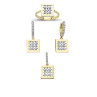 14K Solid Gold Gemstone Cz Design Set