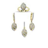 14K Solid Gold Gemstone Cz Design Set